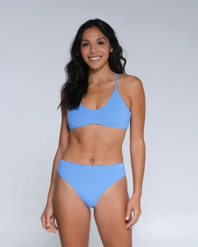 Lace - trimmed bikini sets on sale in a pastel - colored combination for a feminine and elegant beach styleTandem Reversible Bikini Top - Bahama Blue Lace - trimmed bikini sets on sale in a pastel - colored combination for a feminine and elegant beach styleTandem Reversible Bikini Top - Bahama Blue