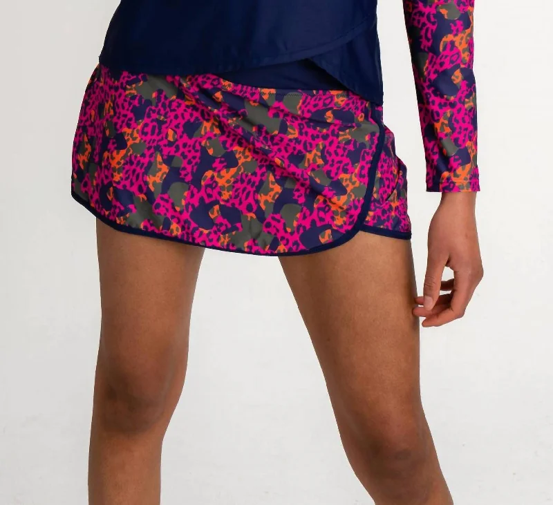 Strapless push - up one - piece swimsuits on promotion for a more glamorous beach styleSplash Swim Skort in Wild Leopard