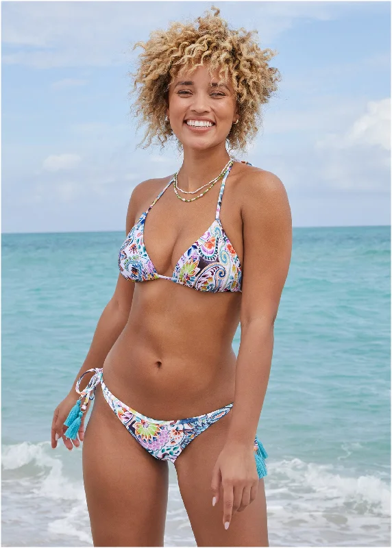 Bikini sets with a lace - up front on promotion for a customizable fitTassel Tie Side Bottom - Fiesta Floral Bikini sets with a lace - up front on promotion for a customizable fitTassel Tie Side Bottom - Fiesta Floral