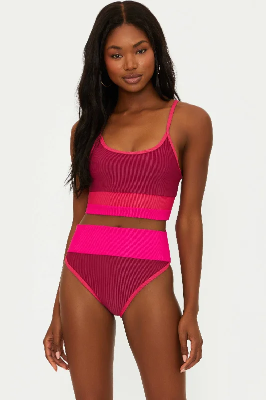 Tassel - trimmed bikini bottoms clearance for a bohemian - inspired beach styleEva Top Berry Sorbet Colorblock Tassel - trimmed bikini bottoms clearance for a bohemian - inspired beach styleEva Top Berry Sorbet Colorblock