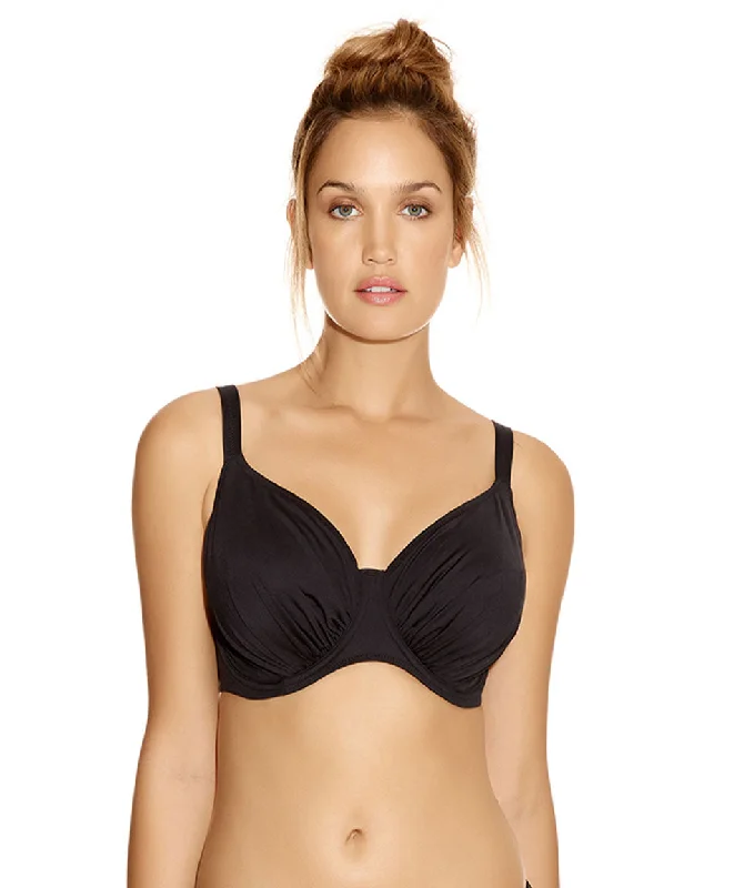 Bikini tops on sale with a built - in underwire, molded cups, and adjustable straps for maximum support and a customizable fitFantasie Versailles Underwire Gathered Full Cup Bikini Top, Black Bikini tops on sale with a built - in underwire, molded cups, and adjustable straps for maximum support and a customizable fitFantasie Versailles Underwire Gathered Full Cup Bikini Top, Black