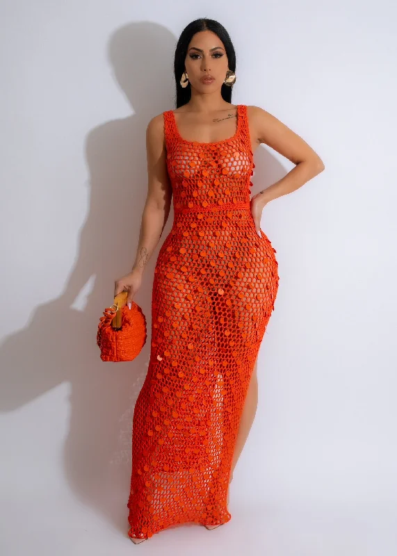 Boy short swimsuits on sale with a printed pattern for a fun and casual beach styleFloat With Me Cover Up Orange