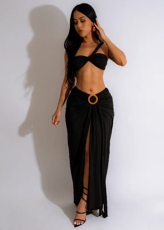 Ruffled bikini bottoms with a high - low hem on saleFull Moon In Paris Skirt Set Black Ruffled bikini bottoms with a high - low hem on saleFull Moon In Paris Skirt Set Black