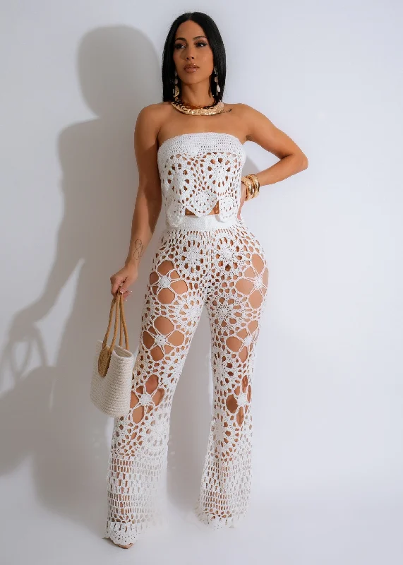 Low - rise bikini bottoms with a cheeky cut on sale for a more revealing styleI'm All In Crochet Pant Set White Low - rise bikini bottoms with a cheeky cut on sale for a more revealing styleI'm All In Crochet Pant Set White