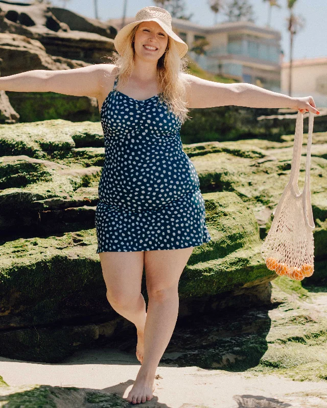 Printed bikini sets with a nautical theme on saleIndigo Dot Swim Dress