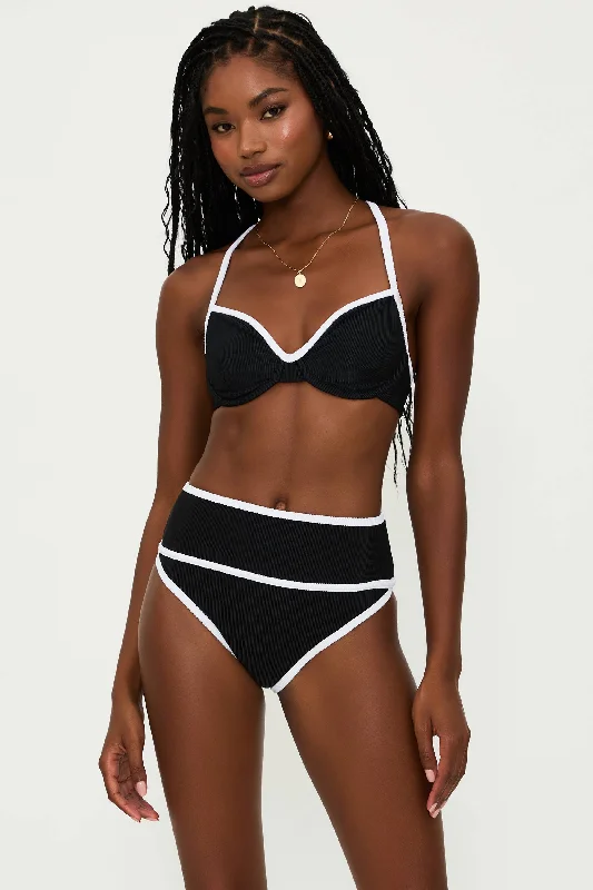 Embroidered bikini tops on sale in delicate floral designs for a luxurious touchKori Top Black & White Embroidered bikini tops on sale in delicate floral designs for a luxurious touchKori Top Black & White