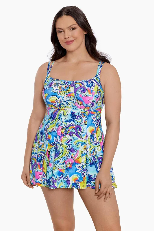 High waisted bikini sets on promotion with a ruched front for a flattering fitEmpire Princess Seam Swim Dress Paisley Seas High waisted bikini sets on promotion with a ruched front for a flattering fitEmpire Princess Seam Swim Dress Paisley Seas