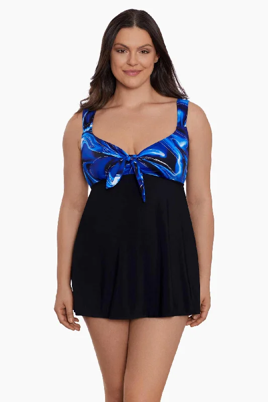 One - piece swimsuits on sale with a cut - out side for a modern lookTie Front Long Torso Swim Dress Infinite Shine One - piece swimsuits on sale with a cut - out side for a modern lookTie Front Long Torso Swim Dress Infinite Shine