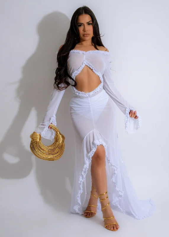Adjustable spaghetti strap bikini tops on saleMake Me Crazy Mesh Maxi Dress White