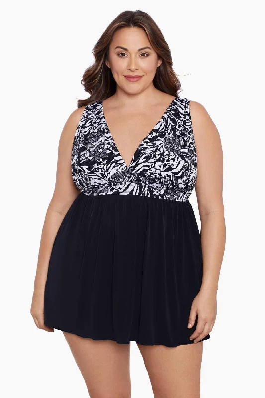 High - neck bikini tops on sale for a more modest and elegant lookPlus Size Goddess Long Torso Swim Dress Azteca High - neck bikini tops on sale for a more modest and elegant lookPlus Size Goddess Long Torso Swim Dress Azteca