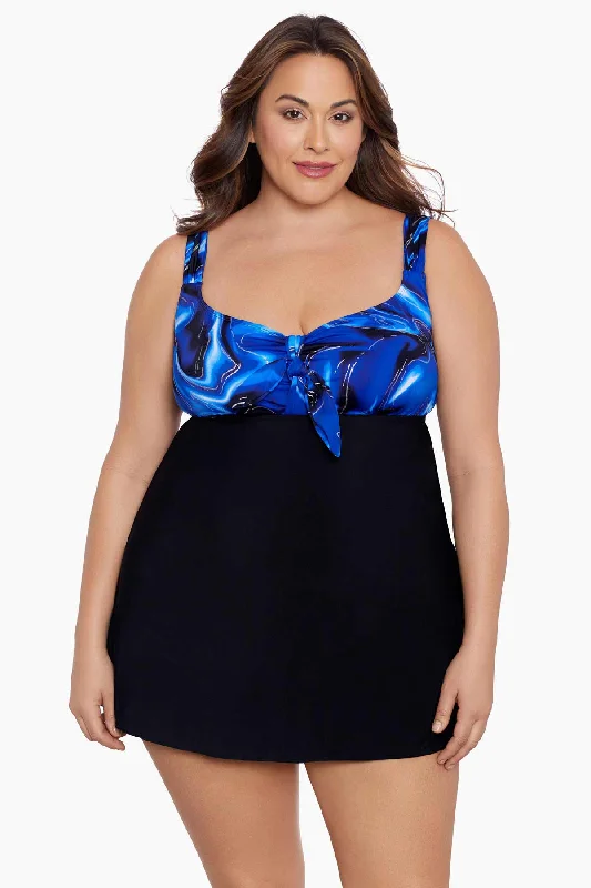 Adjustable cross - back bikini tops on sale for a more secure fitPlus Size Tie Front Long Torso Swim Dress Infinite Shine Adjustable cross - back bikini tops on sale for a more secure fitPlus Size Tie Front Long Torso Swim Dress Infinite Shine