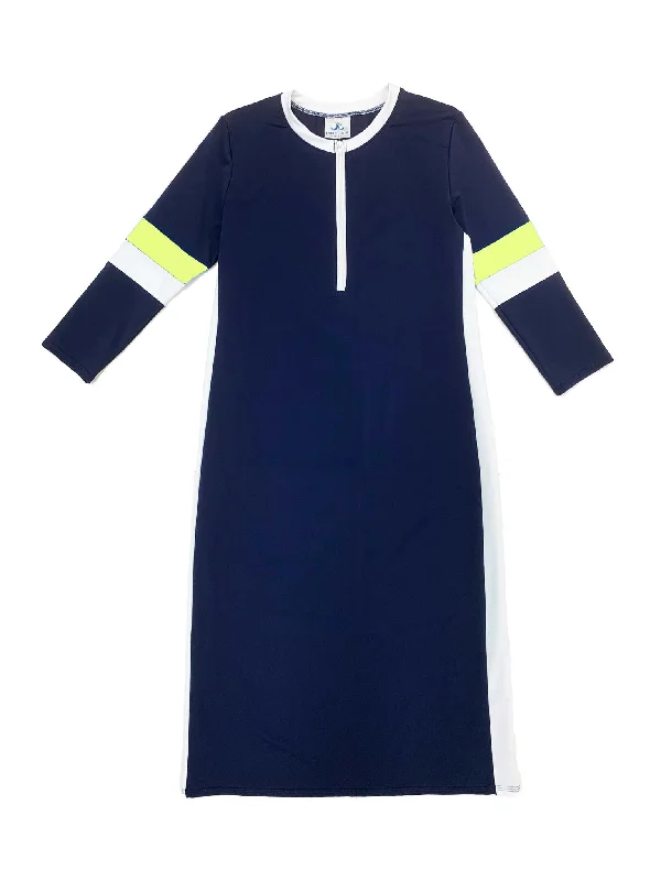 Swimdress - style bikini sets on discount with a tiered skirt and a bandeau top for a more feminine lookNavy Varsity Swim Dress Swimdress - style bikini sets on discount with a tiered skirt and a bandeau top for a more feminine lookNavy Varsity Swim Dress