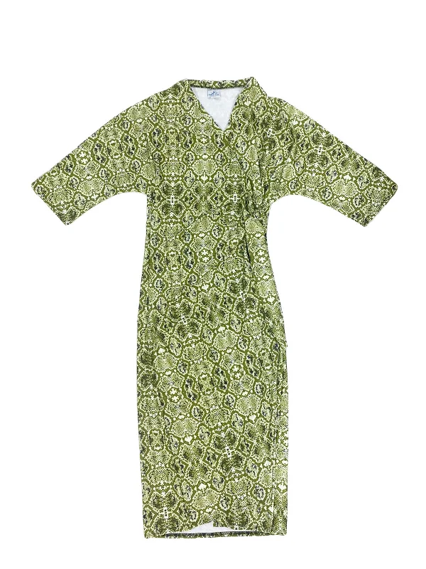 One - piece swimsuits on sale with a cut - out back for a modern and sexy lookGreen Reptile Maxi Knot Swim Dress One - piece swimsuits on sale with a cut - out back for a modern and sexy lookGreen Reptile Maxi Knot Swim Dress