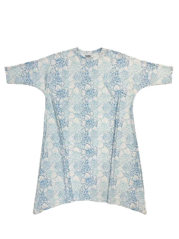 High waisted cheeky bikini sets on discount with a cut - out side detail for a trendy silhouetteBlue Floral Swing Swim Dress