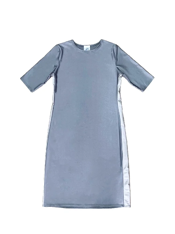 Patchwork one - piece swimsuits on sale with a variety of patterns for a unique and creative lookGrey Racer Swim Dress Patchwork one - piece swimsuits on sale with a variety of patterns for a unique and creative lookGrey Racer Swim Dress