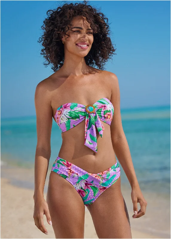 Triangle bikini tops on sale with a cut - out detail for a modern and sexy lookCriss-Cross Bikini Bottom - Polka Dot Jungle Triangle bikini tops on sale with a cut - out detail for a modern and sexy lookCriss-Cross Bikini Bottom - Polka Dot Jungle