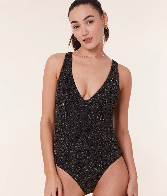 Plus size swimdress sets on clearance for a comfortable and modest beach optionThe Augustine One Piece - Lurex Rib - Black - Classic Plus size swimdress sets on clearance for a comfortable and modest beach optionThe Augustine One Piece - Lurex Rib - Black - Classic