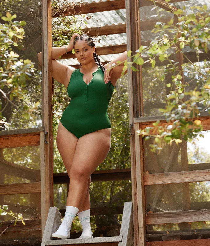High waisted bikini bottoms on special offer with a wide, elastic waistband for comfortThe Malibu One Piece - Eco Nylon - Pesto - Classic High waisted bikini bottoms on special offer with a wide, elastic waistband for comfortThe Malibu One Piece - Eco Nylon - Pesto - Classic