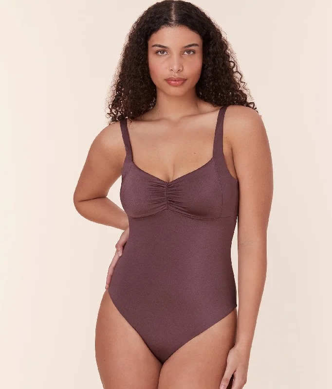 One - piece swimsuits on sale with a cut - out back for a modern and sexy lookThe Nadi One Piece - Satin - Licorice - Long Torso One - piece swimsuits on sale with a cut - out back for a modern and sexy lookThe Nadi One Piece - Satin - Licorice - Long Torso