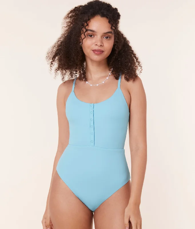 Sports - inspired bikini sets on discount with a zip - up top and bottoms for easy wearThe Snap One Piece - Eco Nylon - Hydrangea - Classic Sports - inspired bikini sets on discount with a zip - up top and bottoms for easy wearThe Snap One Piece - Eco Nylon - Hydrangea - Classic