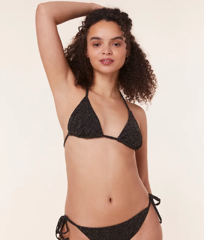 Printed sheer bikini sets on sale for a daring and sexy beach appearance with a lining for modestyThe String Bikini Top - Lurex Rib - Black Printed sheer bikini sets on sale for a daring and sexy beach appearance with a lining for modestyThe String Bikini Top - Lurex Rib - Black
