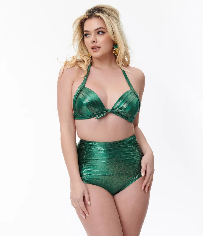Plus size one - piece swimsuits clearance with tummy control featuresUnique Vintage Metallic Emerald Monroe Swim Bottom Plus size one - piece swimsuits clearance with tummy control featuresUnique Vintage Metallic Emerald Monroe Swim Bottom