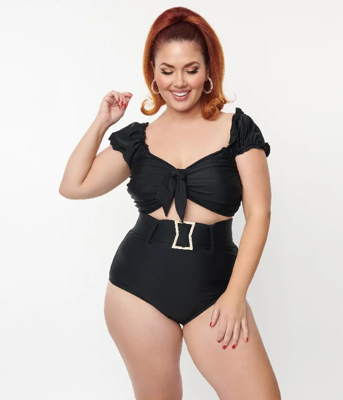 Sheer bikini sets on promotion with a lining for a bit of modesty and a touch of allureUnique Vintage Plus Size Black High Waist Belted Swim Bottom Sheer bikini sets on promotion with a lining for a bit of modesty and a touch of allureUnique Vintage Plus Size Black High Waist Belted Swim Bottom