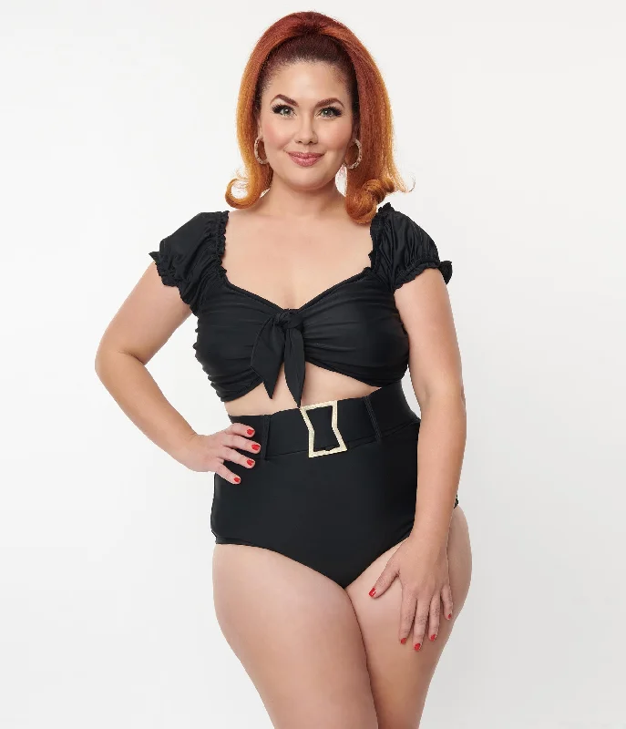Adjustable spaghetti strap bikini tops on saleUnique Vintage Plus Size Black Shirred Bow Bandeau Swim Top Adjustable spaghetti strap bikini tops on saleUnique Vintage Plus Size Black Shirred Bow Bandeau Swim Top