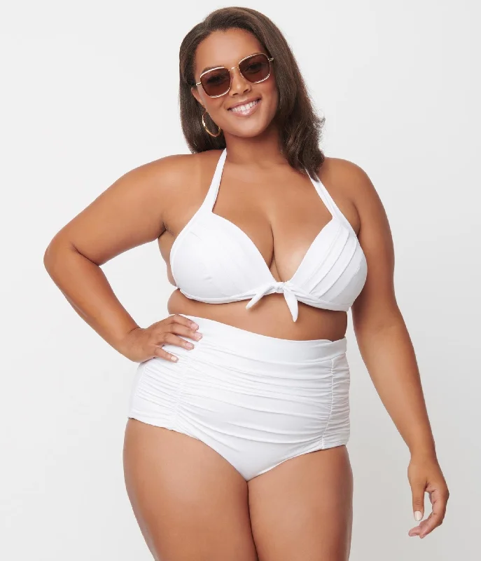 Plus size tankini sets on clearance for a comfortable and stylish beach optionUnique Vintage Plus Size Solid White Monroe High Waist Swim Bottom Plus size tankini sets on clearance for a comfortable and stylish beach optionUnique Vintage Plus Size Solid White Monroe High Waist Swim Bottom