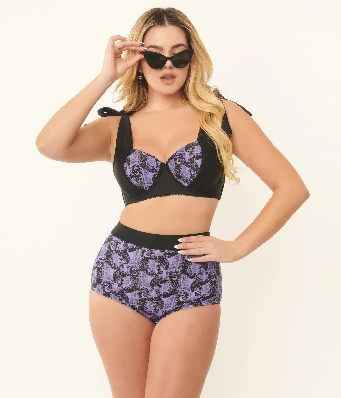 Embroidered one - piece swimsuits on sale in a detailed floral design for a luxurious beach optionUnique Vintage Purple Lacy Bats Mrs Cooper Swim Bottoms Embroidered one - piece swimsuits on sale in a detailed floral design for a luxurious beach optionUnique Vintage Purple Lacy Bats Mrs Cooper Swim Bottoms