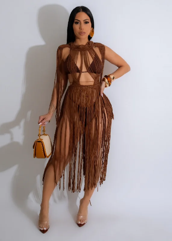 High waisted cheeky one - piece swimsuits on special offer for a flattering silhouetteVibes Crochet Cover Up Brown High waisted cheeky one - piece swimsuits on special offer for a flattering silhouetteVibes Crochet Cover Up Brown