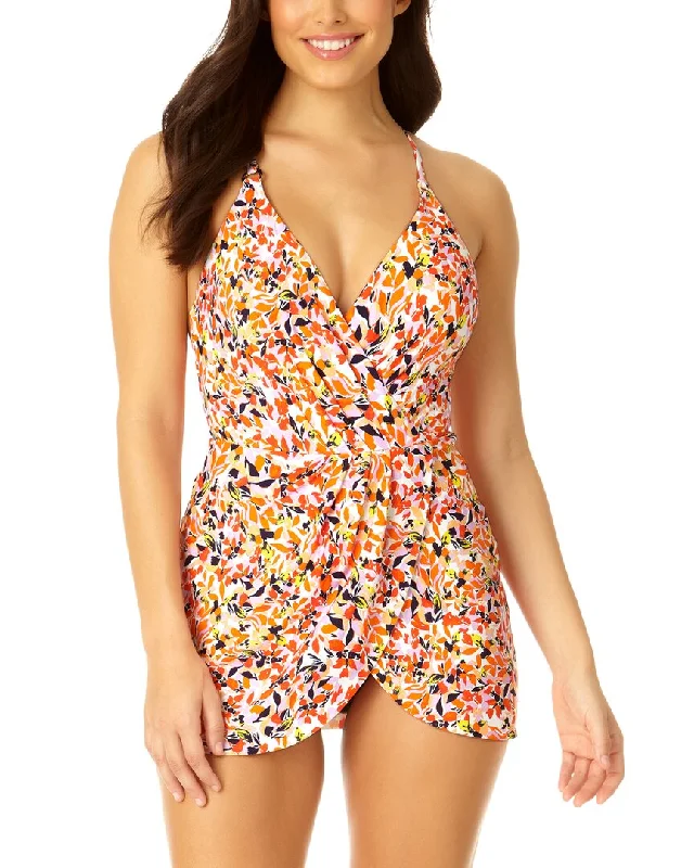 Embroidered bikini bottoms on sale in a geometric - floral design for a modern and feminine touchAnne Cole Surplice Maillot Swim Dress Embroidered bikini bottoms on sale in a geometric - floral design for a modern and feminine touchAnne Cole Surplice Maillot Swim Dress