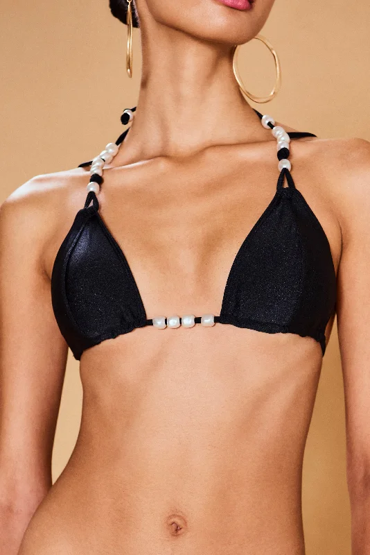 Sheer bikini sets on promotion with a lining for a bit of modesty and a touch of allureANOKI BIKINI TOP - BLACK