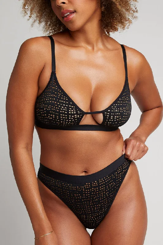Adjustable spaghetti strap bikini sets on sale with a beaded detail for a more luxurious touchEyelet Lace French Cut Brief in Black Adjustable spaghetti strap bikini sets on sale with a beaded detail for a more luxurious touchEyelet Lace French Cut Brief in Black