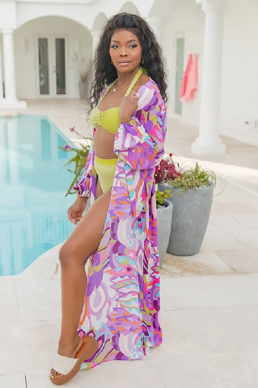 Animal print bikini sets on sale in leopard or zebra patterns with a metallic - trim for a wild and glamorous beach styleEyes On Paradise Purple Belted Kimono Cover Up FINAL SALE Animal print bikini sets on sale in leopard or zebra patterns with a metallic - trim for a wild and glamorous beach styleEyes On Paradise Purple Belted Kimono Cover Up FINAL SALE
