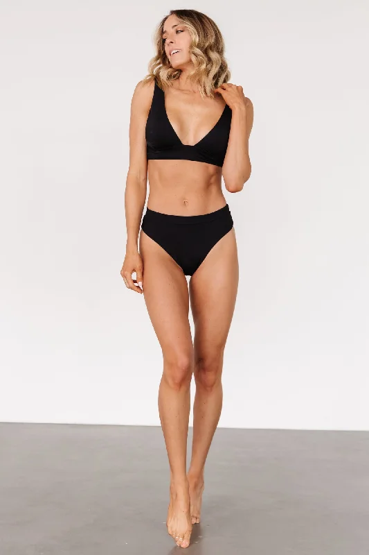 High - neck bikini tops on sale for a more modest and elegant lookFormentera High Waist Bikini Bottom | Black