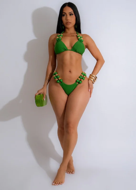 Longline underwire bikini tops on sale for maximum supportGlam Beads Bikini Green