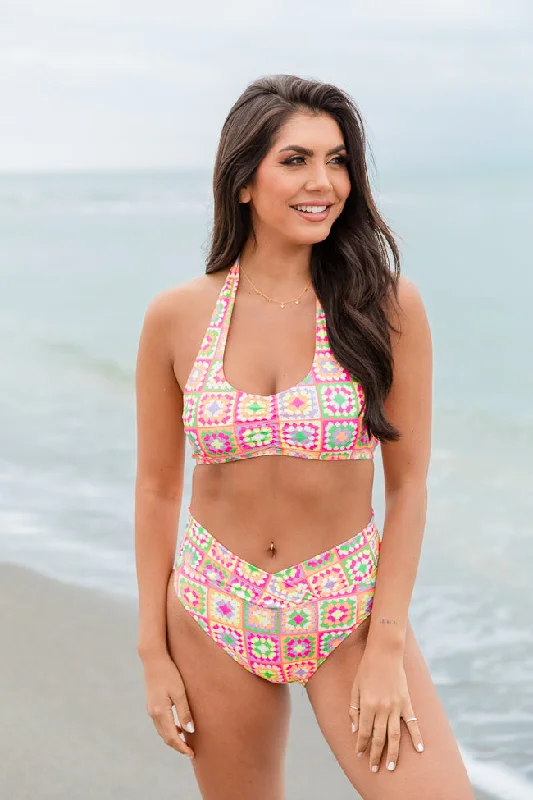 Tie - dye one - piece swimsuits on sale in a multi - colored design for a vibrant beach lookGossip On Deck in Cabo Crochet Multi Color Halter Bikini Top FINAL SALE Tie - dye one - piece swimsuits on sale in a multi - colored design for a vibrant beach lookGossip On Deck in Cabo Crochet Multi Color Halter Bikini Top FINAL SALE