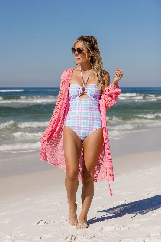 Tie - dye bikini sets on promotion in vibrant colors for a fun and eye - catching beach lookNautical Charm Pink Open Knit Belted Cover Up Tori X Pink Lily Tie - dye bikini sets on promotion in vibrant colors for a fun and eye - catching beach lookNautical Charm Pink Open Knit Belted Cover Up Tori X Pink Lily