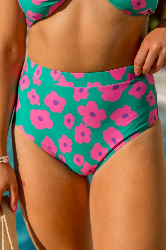 Boyleg bikini sets on sale with a side - slit for a more stylish and mobile fitTake A Vacation Green Floral High Waisted Bikini Bottoms Boyleg bikini sets on sale with a side - slit for a more stylish and mobile fitTake A Vacation Green Floral High Waisted Bikini Bottoms