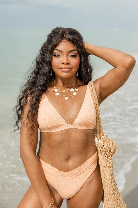 Strapless push - up one - piece swimsuits on promotion for a more glamorous beach styleTranquil Tides Cantaloupe Textured Triangle Bikini Top Strapless push - up one - piece swimsuits on promotion for a more glamorous beach styleTranquil Tides Cantaloupe Textured Triangle Bikini Top