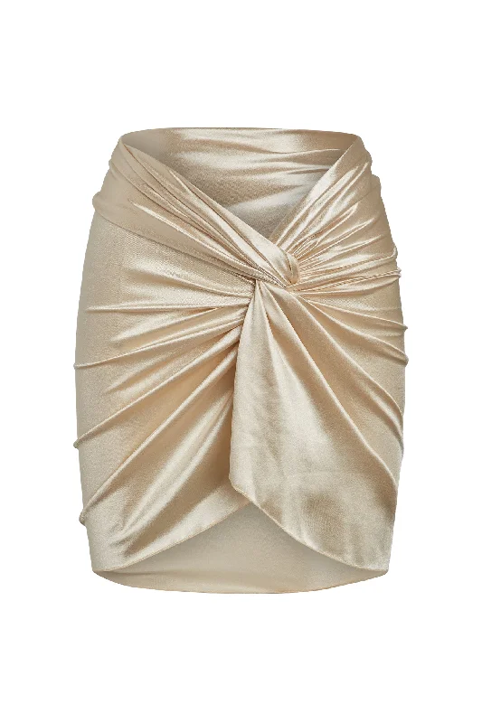 Ruffled bikini tops clearance for a flirty and feminine beach styleAndros Mini Sarong - Champagne Shiny Jersey Ruffled bikini tops clearance for a flirty and feminine beach styleAndros Mini Sarong - Champagne Shiny Jersey