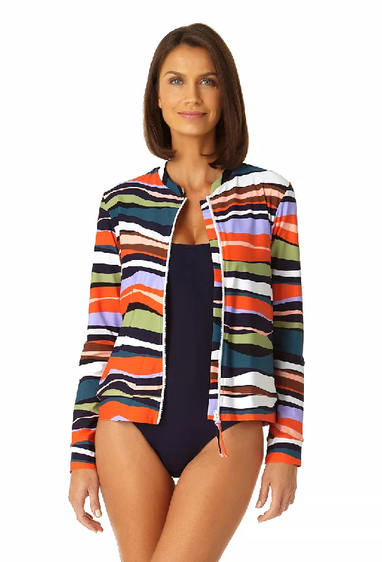 Strapless push - up bikini tops on promotion for a more glamorous beach styleAnne Cole - Women's Long Sleeve Zip Front Rash Guard Top Strapless push - up bikini tops on promotion for a more glamorous beach styleAnne Cole - Women's Long Sleeve Zip Front Rash Guard Top