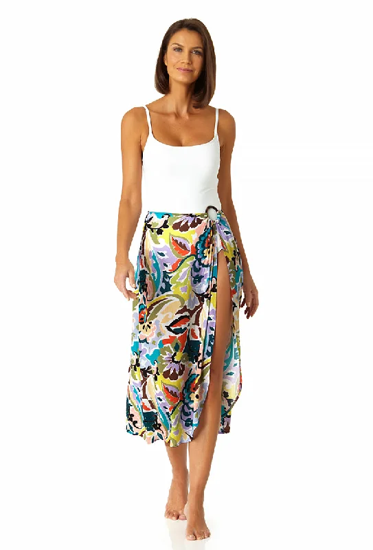 Tropical leaf print bikini sets on promotion for a summer - ready beach lookAnne Cole - Women's Ring Sarong Skirt Swimsuit Cover Up Tropical leaf print bikini sets on promotion for a summer - ready beach lookAnne Cole - Women's Ring Sarong Skirt Swimsuit Cover Up
