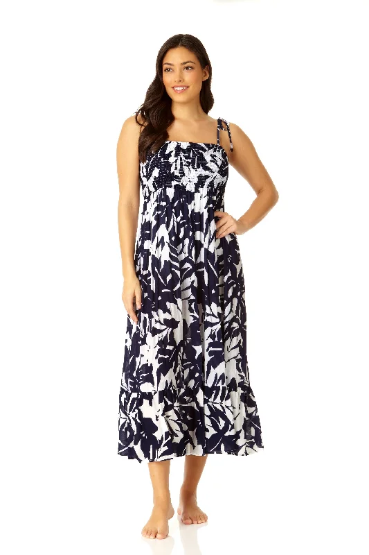 High cut one - piece swimsuits on sale with a plunging neckline for a bold lookAnne Cole - Women's Smocked Shoulder Tie Dress High cut one - piece swimsuits on sale with a plunging neckline for a bold lookAnne Cole - Women's Smocked Shoulder Tie Dress