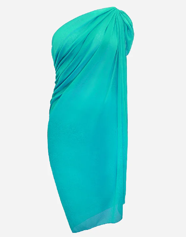 High waisted bikini bottoms with a scalloped edge on special offerCeylan Sarong - Aqua High waisted bikini bottoms with a scalloped edge on special offerCeylan Sarong - Aqua