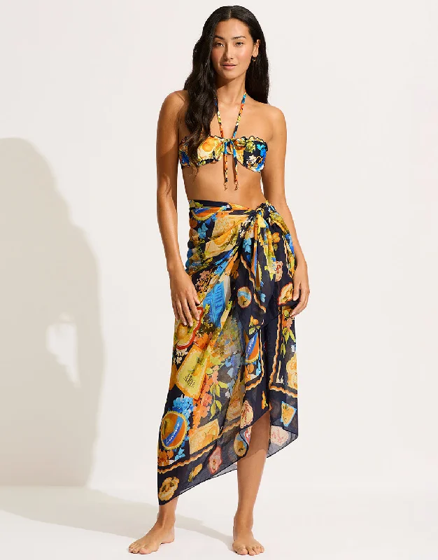 Bikini bottoms with a ruched back on discount for a more flattering fitCiao Bella Sarong - True Navy Bikini bottoms with a ruched back on discount for a more flattering fitCiao Bella Sarong - True Navy