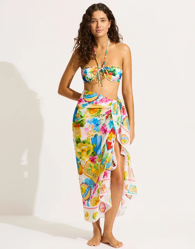 Bandeau bikini tops with a ruffled trim on saleCiao Bella Sarong - White