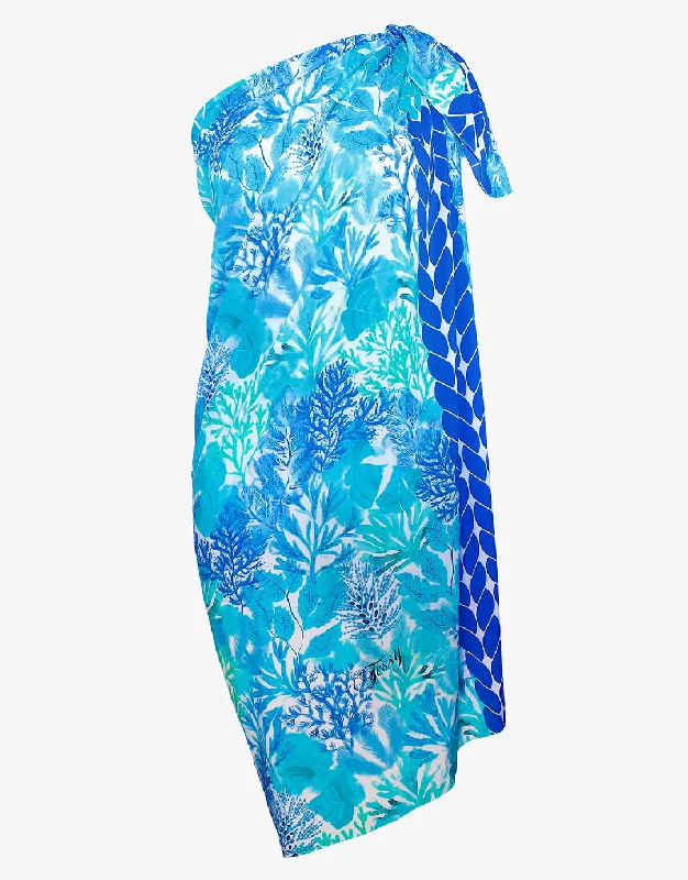 Metallic - trimmed bikini tops on sale for a touch of luxuryCoral Sarong - Turquoise Metallic - trimmed bikini tops on sale for a touch of luxuryCoral Sarong - Turquoise
