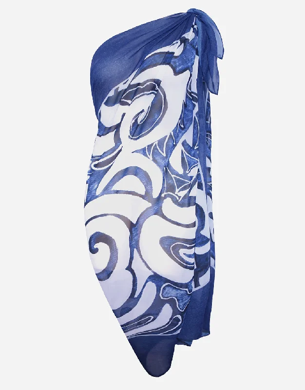 String bikini bottoms with a beaded detail on saleGraffiti Sarong - Blue and White